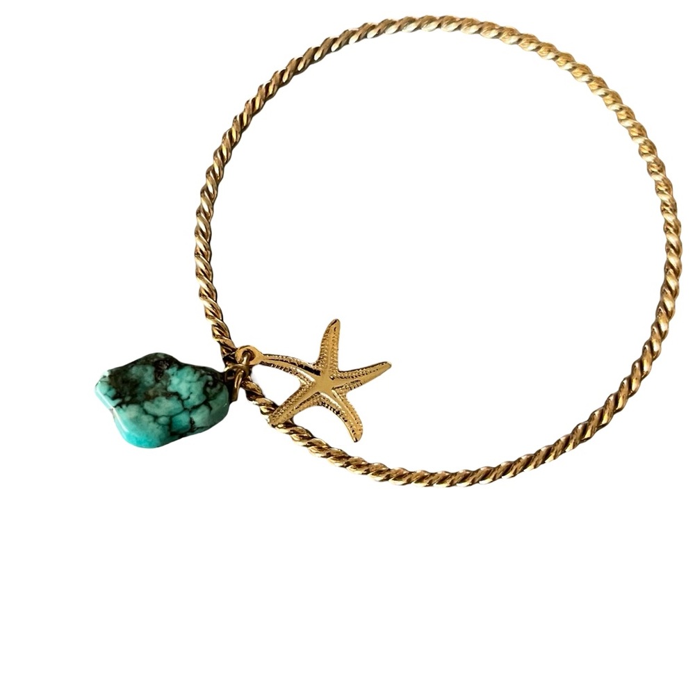 **Amazing Gold/Turquoise Bangle** - Picture 3 of 4